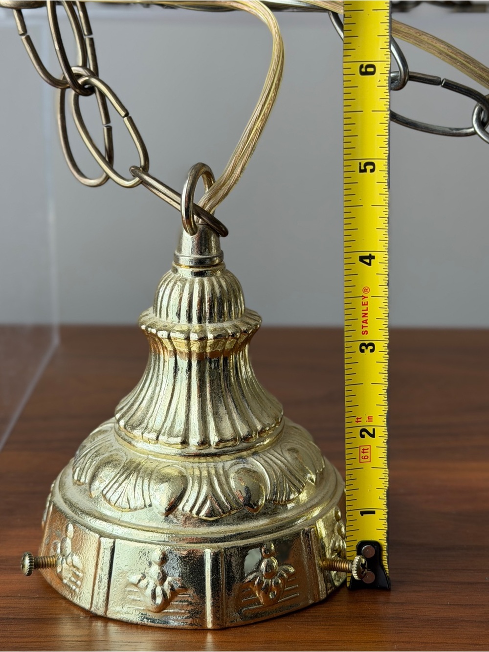Double Pendant Ceiling Light Swag Ornate Gold Hanging Lantern Canopies Retro MCM - Picture 3 of 15
